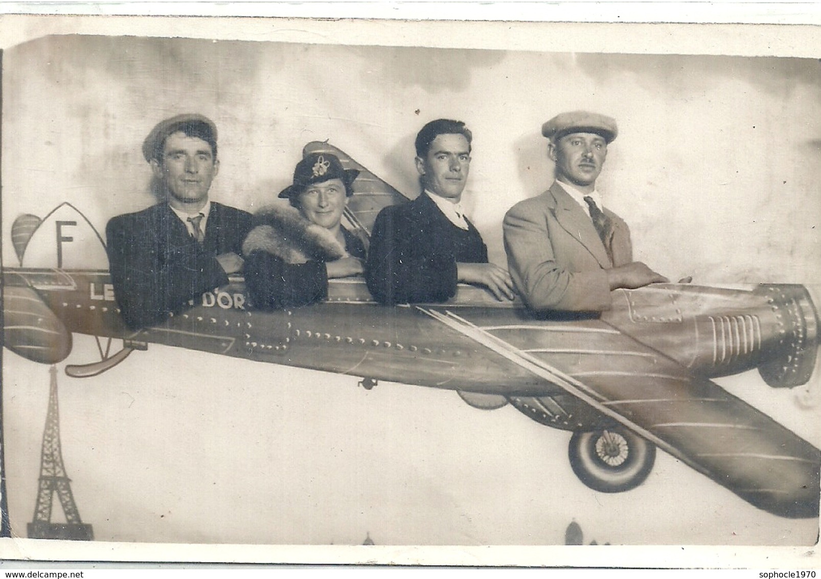 AVIATION De Fantaisie - Carte Photo Avec 4 Personnes Dans Une Avion - Aviatori