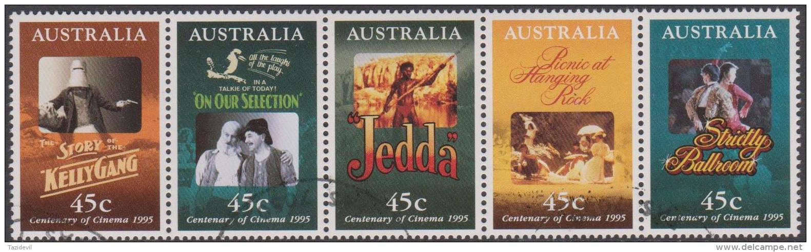 AUSTRALIA - USED 1995 45c Centenary Of Cinema, Joined Strip Of Five - Usati