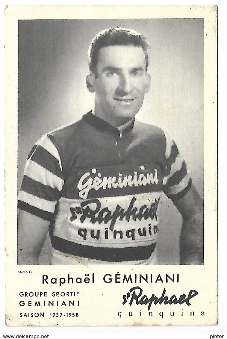 CYCLISTE - Raphaël GEMINIANI - Saison 1957-1958 - ST RAPHAEL - Cyclisme