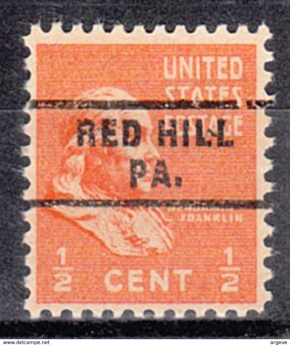 USA Precancel Vorausentwertung Preo, Locals Pennsylvania, Red Hill 743 - Vorausentwertungen