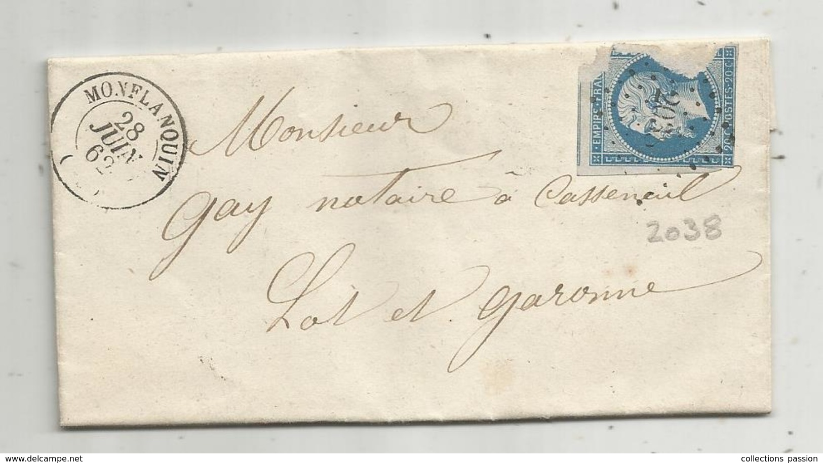 Lettre , 1862 , MONFLANQUIN , STE LIVRADE , 3 Scans - 1849-1876: Période Classique