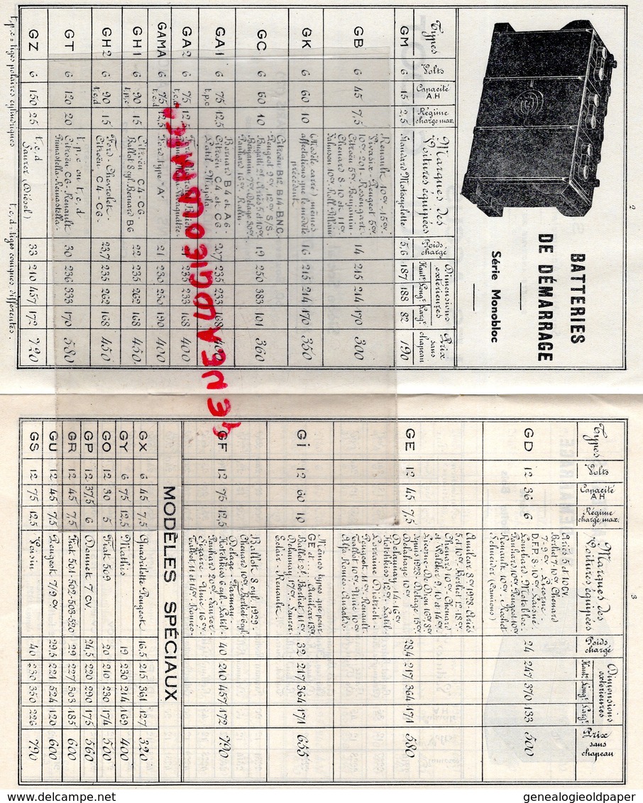 78- USINE A VERSAILLES-LES ACCUMULATEURS PAUL GADOT- BATTERIE -BATTERIES-1885-1932- TARIF N° 160 BD. SOMME PARIS- - Automobil