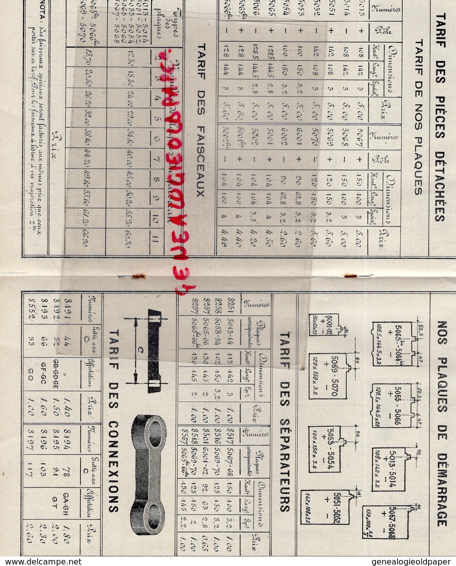 78- USINE A VERSAILLES-LES ACCUMULATEURS PAUL GADOT- BATTERIE -BATTERIES-1885-1932- TARIF N° 160 BD. SOMME PARIS- - Automobil