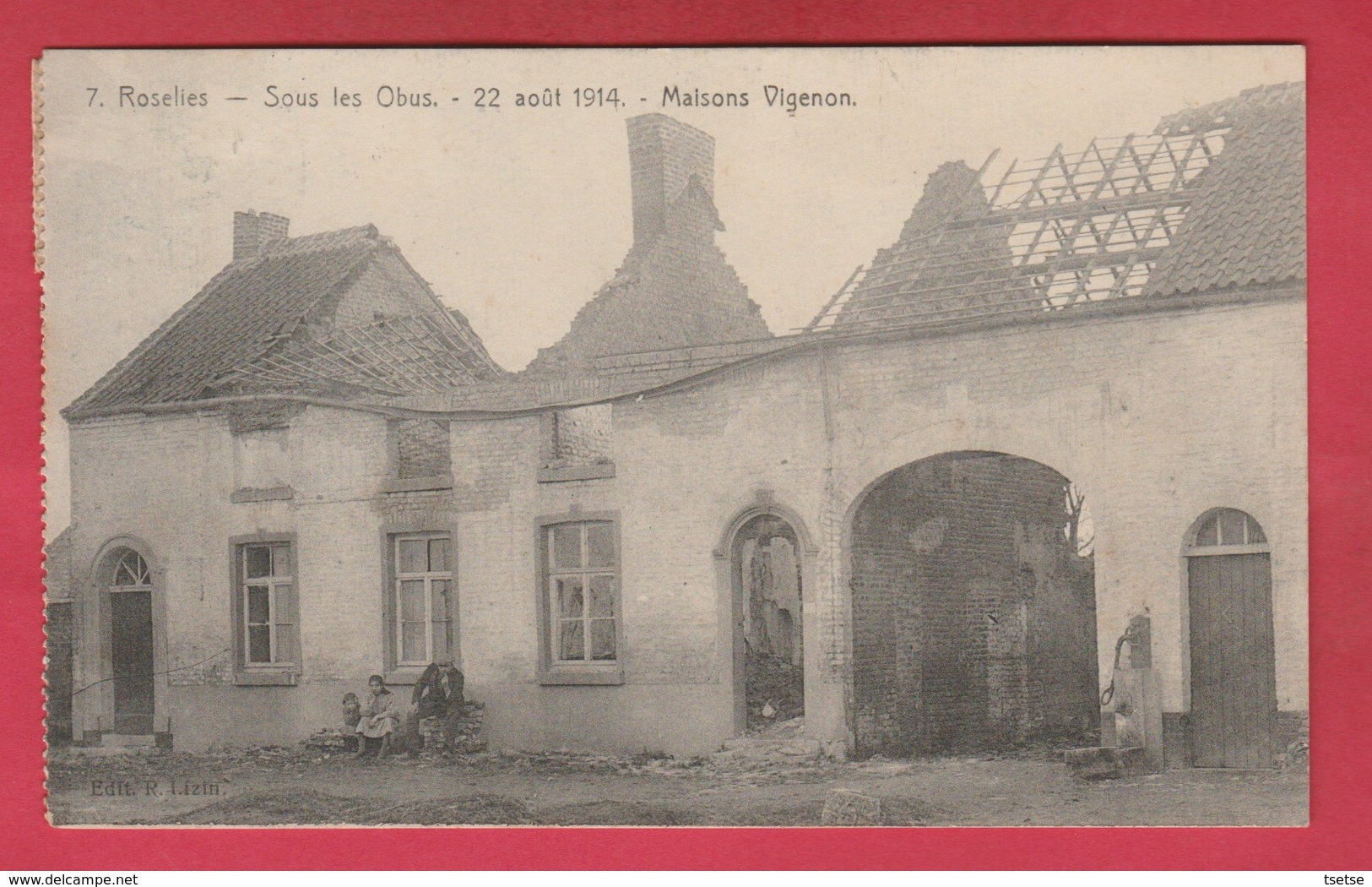 Roselies - Sous Les Obus - 22 Août 1914 Maison Vigenon - 192? ( Voir Verso, Oblitération Farciennes ) - Aiseau-Presles