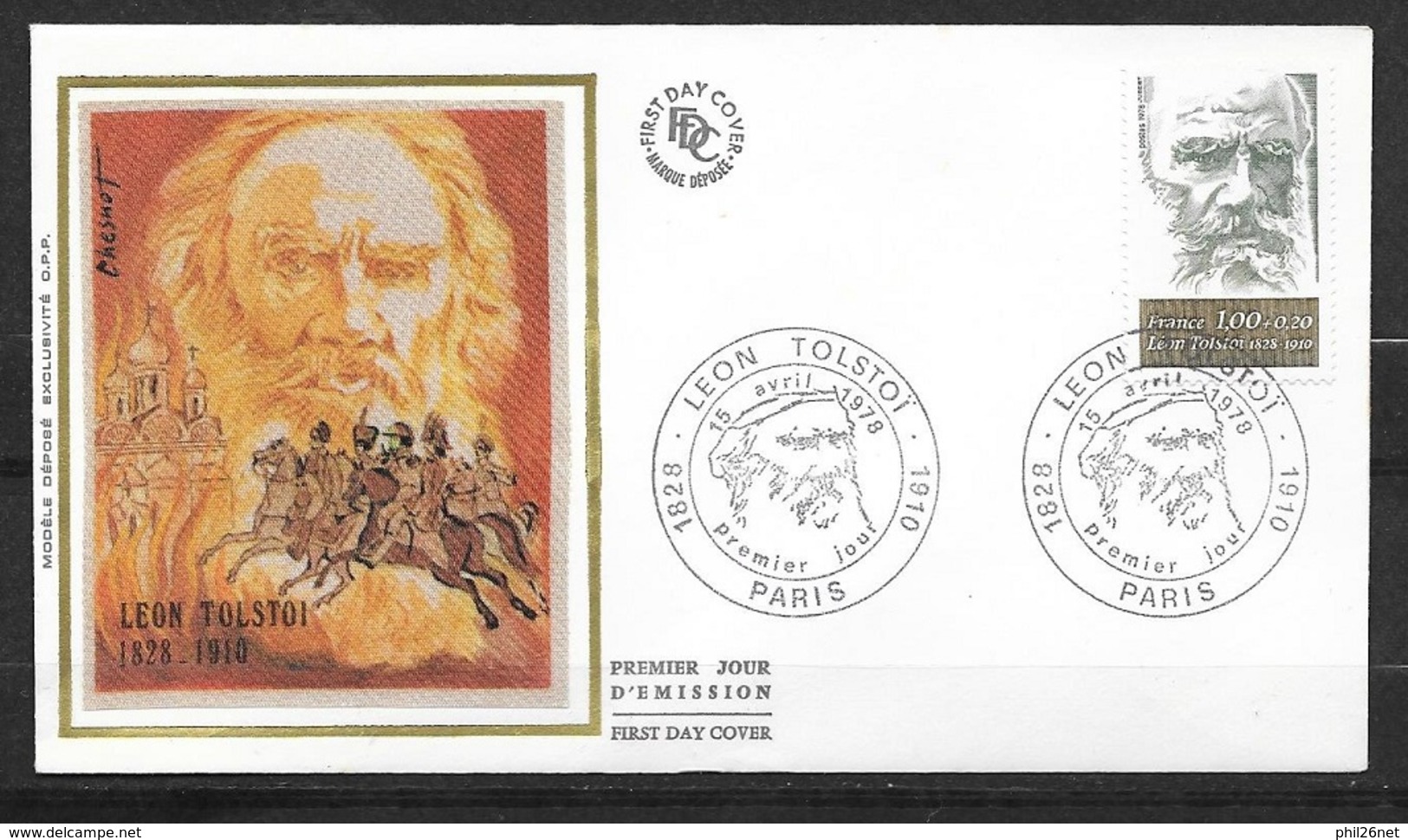 FDC Lettre Illustrée Premier Jour Paris Le 15/04/1978 Le N°1989 Léon Tolstoï  TB   - 1970-1979