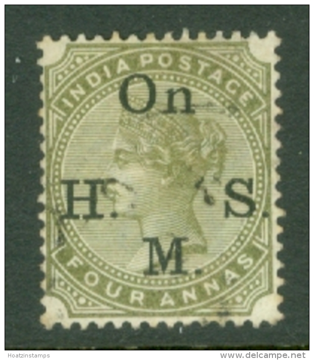 India: 1883/99   QV 'On H. M. S.' OVPT    SG O44   4a   Olive Green   Used - Official Stamps