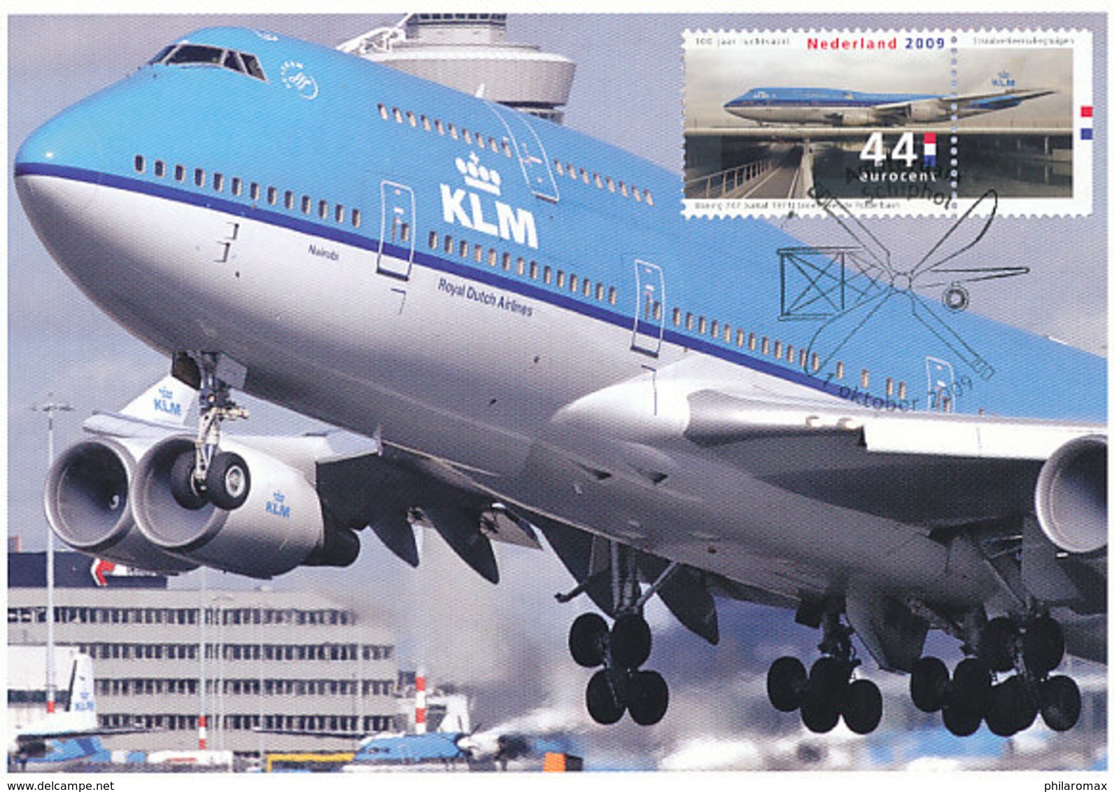 D33811 CARTE MAXIMUM CARD TRIPLE FD 2009 NETHERLANDS - BOEING 747 KLM AVIATION CP ORIGINAL - Airplanes