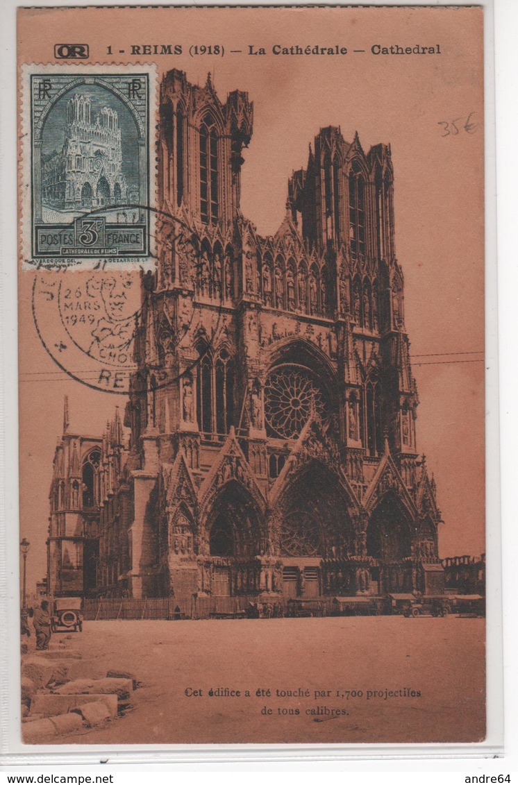 Carte Maximum Avec N°259 Cathédrale De Reims Oblitérée Journée Du Timbre 1949 - 1930-1939