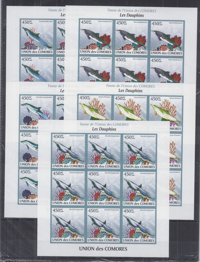 U12. 9x Comoros - MNH - Marine Life - Full Sheet - 2009 - Imperf - Vie Marine