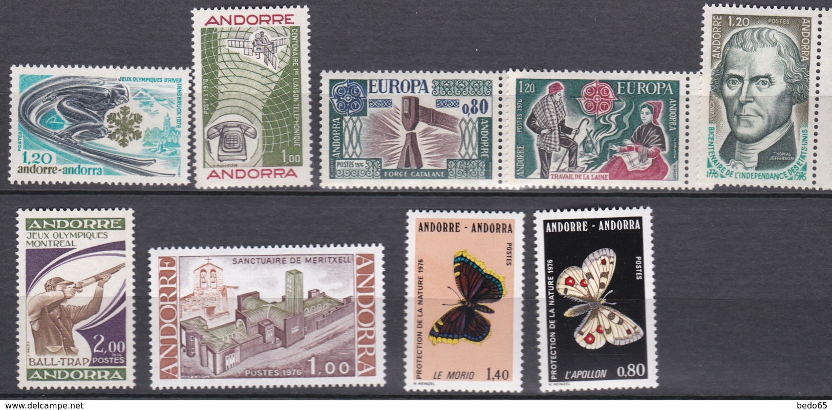 ANDORRE  N° 251 à 259  NEUF** LUXE  MNH   ANNEE COMPLETTE 1976 - Années Complètes