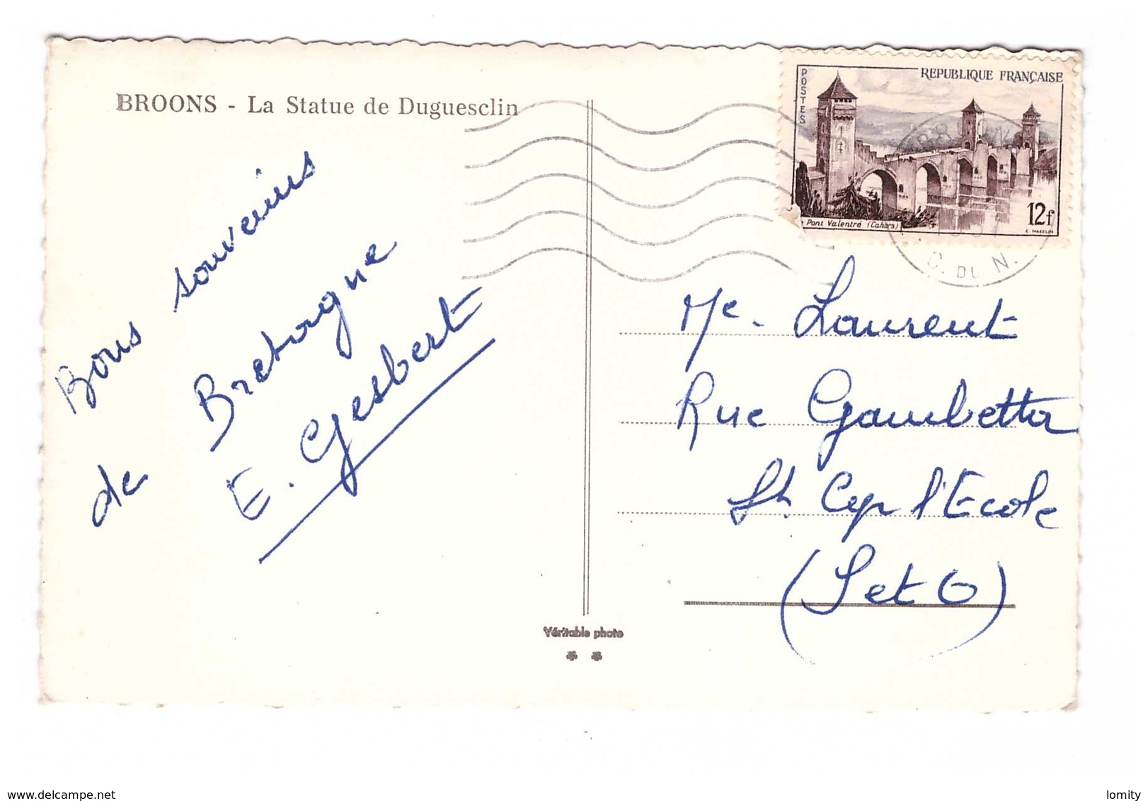 22 Broons La Statue De Duguesclin CPSM PF Cachet 1957 - Autres & Non Classés