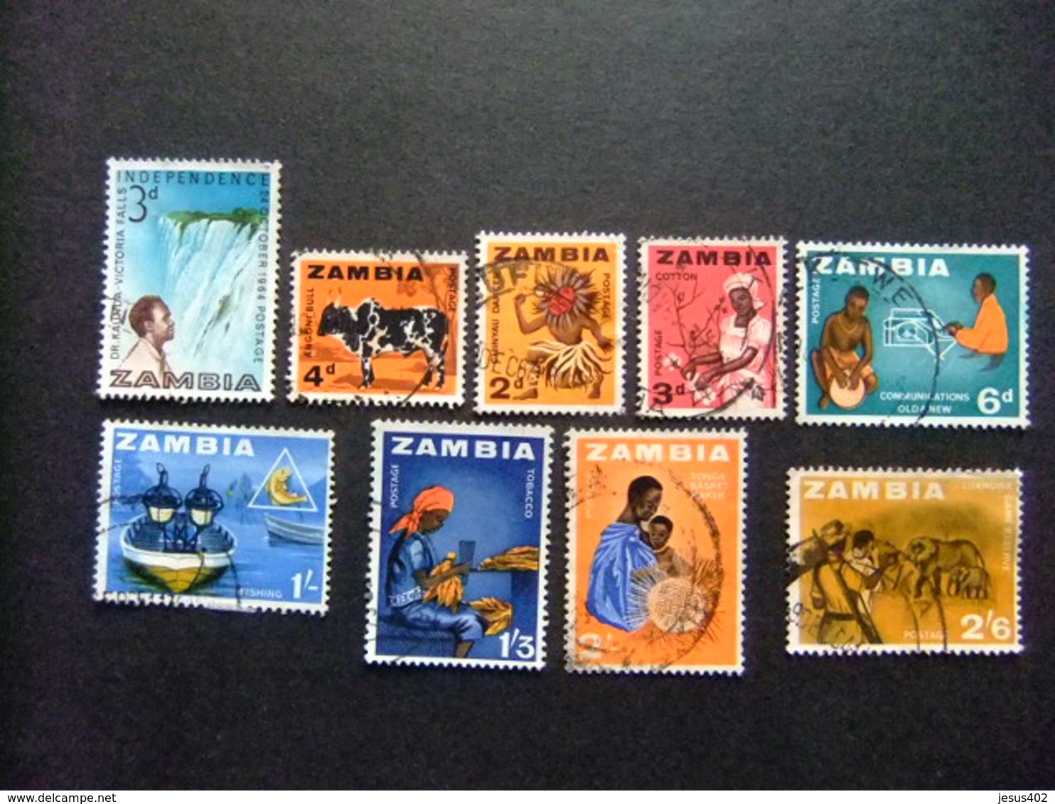 ZAMBIA ZAMBIE 1964 Petite Collection D'anciens Timbres Yvert N 1 6 7 8 9 11 12 13 14 FU - Zambia (1965-...)