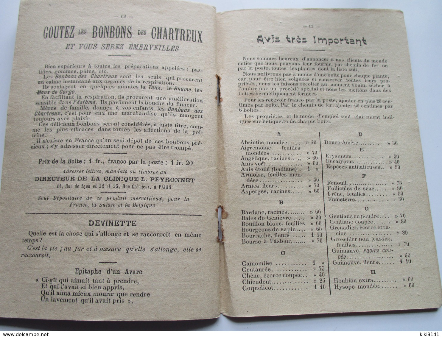 Almanach du Médecin des Pauvres - 1910 - Par le Professeur L. PEYRONNET (64 pages)