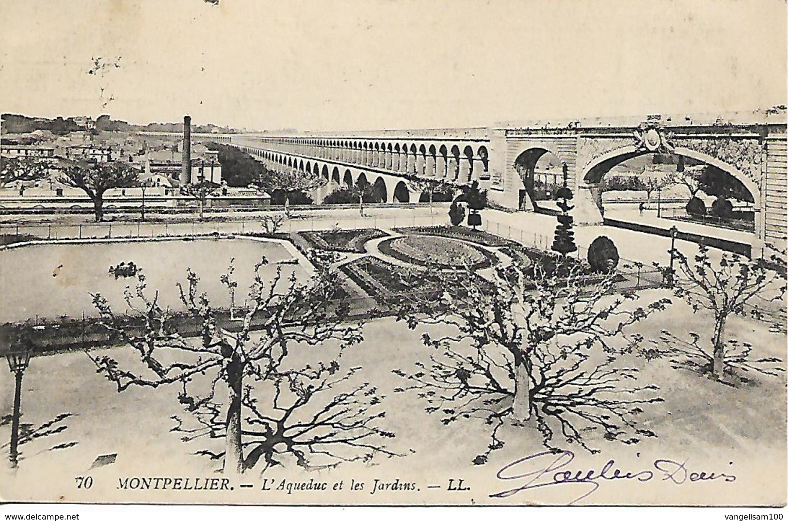 FRANCE Old PC Of MONPELLIER L' Aqueduc Et Les Jardins Posted With A Stamp PC USED - Montpellier