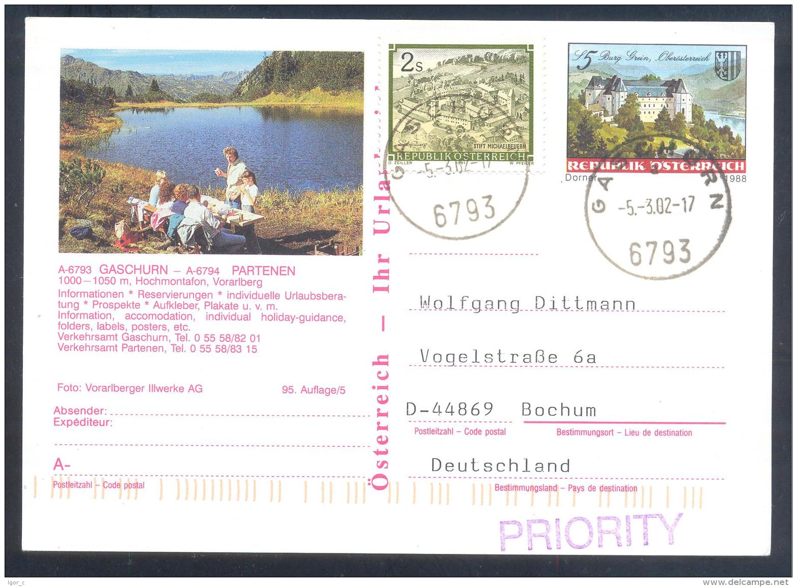 Austria Postal Stationery 2002: Architecture Castle Church Monastery Stift Kirche Schloss Burg Grain, KAPRUN Mountains - Other & Unclassified
