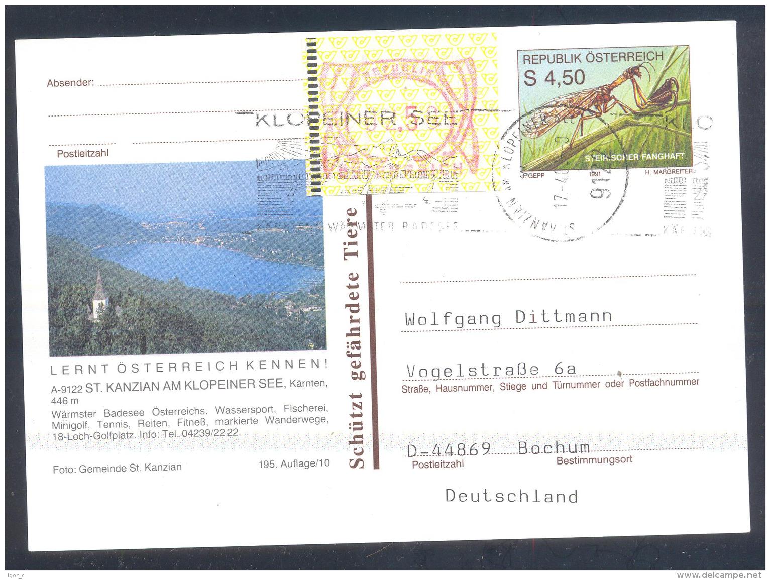 Austria Postal Stationery 2002: Architecture Church Fauna Fanghaft, ST. KANZIAN Lake / See; Frama Label 2,50 - Sonstige & Ohne Zuordnung