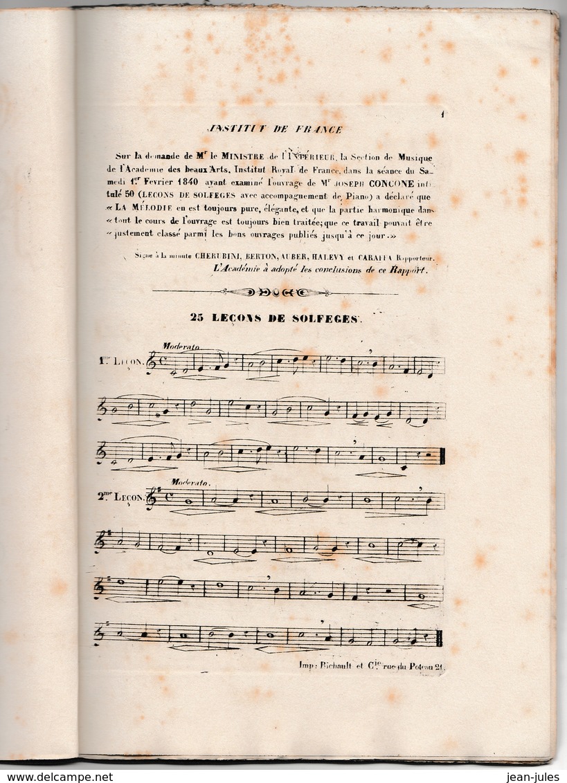 Solfège élémentaire Par Joseph Concone 1840 - Etude & Enseignement