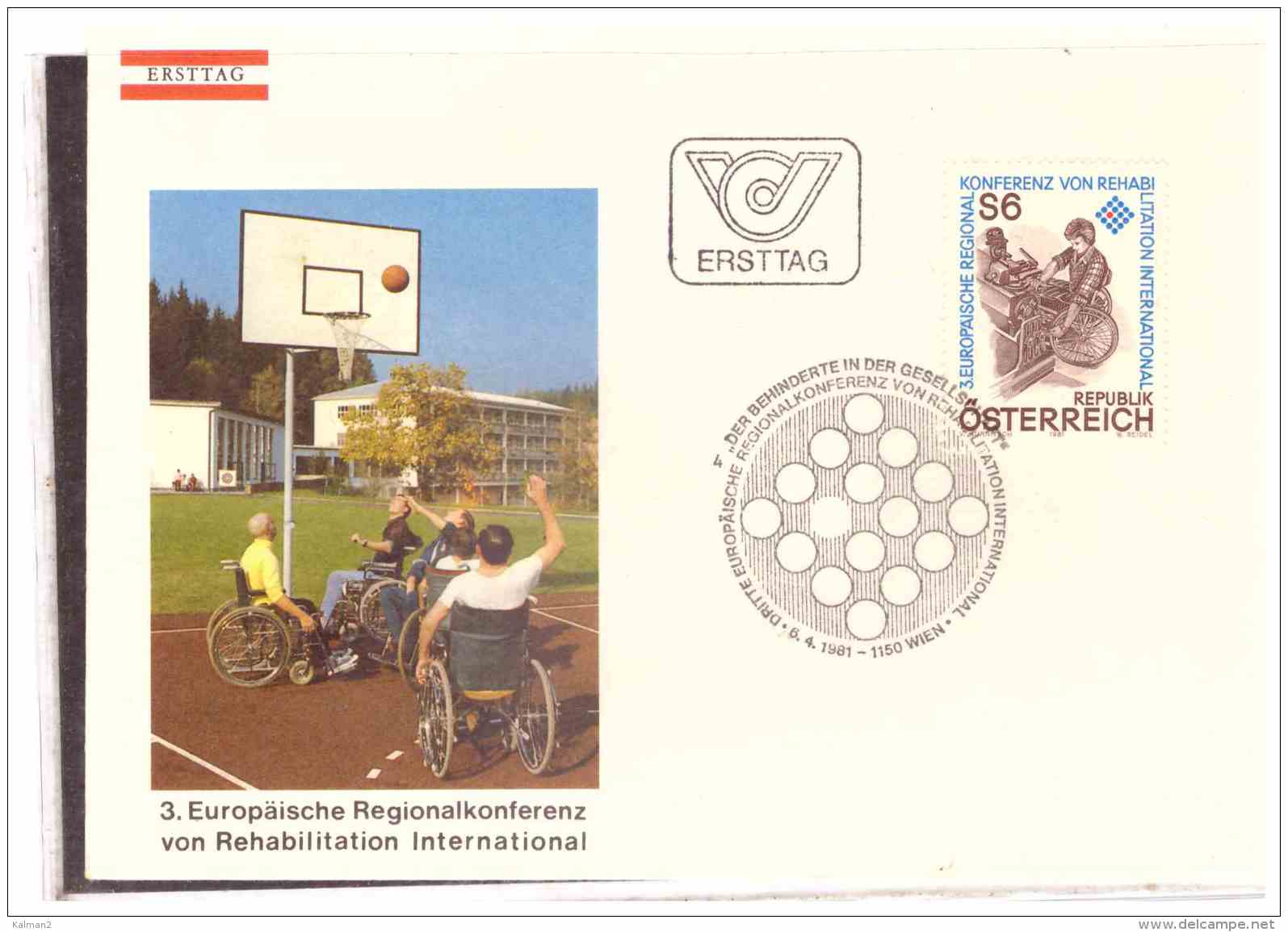 AU1308   -   WIEN  6.4.81   /   FDC   3. EUROPAEISCHE REGIONALKONFERENZ VON REHABILITATION INTERNATIONAL - Behinderungen