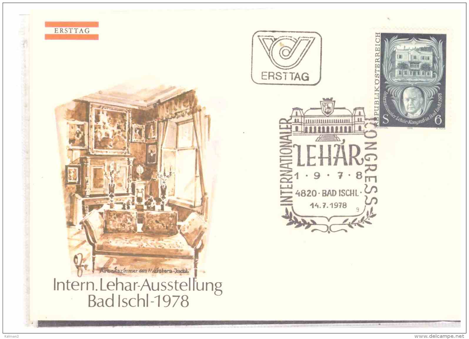 AU1341    -     BAD ISCHL 14.7.78    /    FDC    INT. LEHAR-AUSSTELLUNG - Music