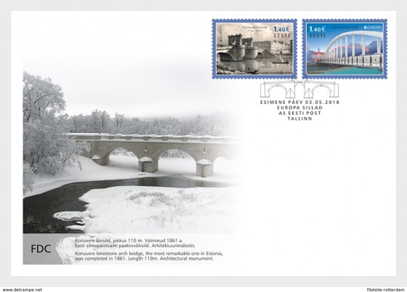 Estland / Estonia - Postfris/MNH - FDC Europa, Bruggen 2018 - Estland