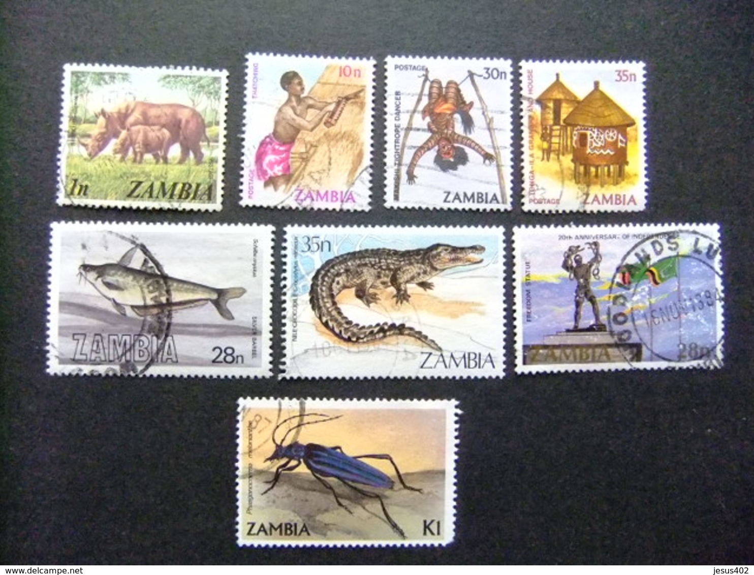 ZAMBIA Zambie 1968 Petite Collection D'anciens Timbres Yvert N 133-241-249-250-287-308-311-341 FU - Zambia (1965-...)