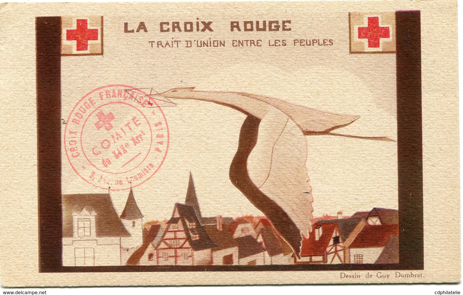 FRANCE CARTE POSTALE AVEC CACHET ROUGE AVIATION SANITAIRE SOCIETE....MILITAIRES AVEC OBL. EXPion PHILATque CROIX ROUGE.. - Croix-Rouge