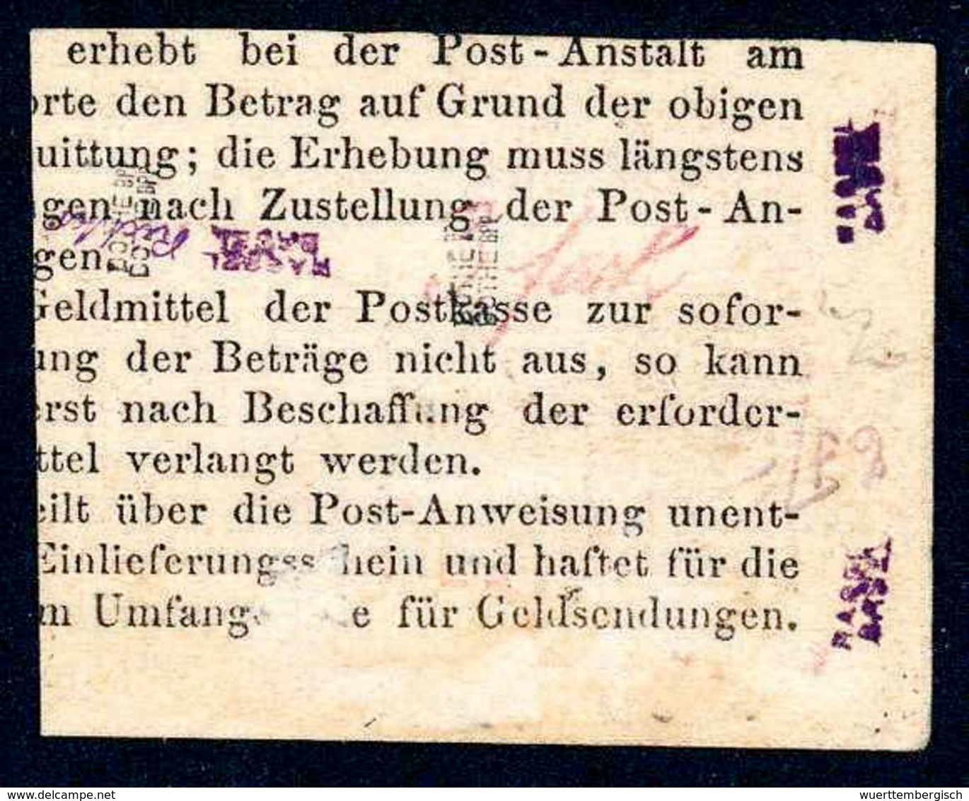 Briefst. Frankierter Postanweisungs-Ausschnitt: 1 Gr. Mit 5 Gr. Ockerbraun (letztere Am Oberrand Kl. Beanstdg.) Auf Auss - Otros & Sin Clasificación