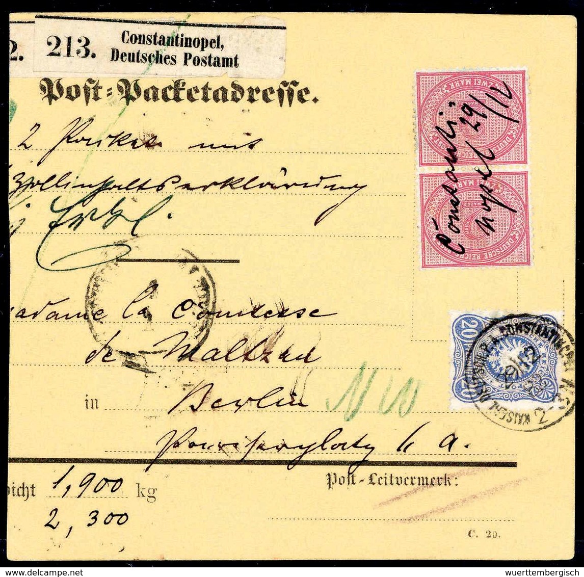 Beleg 2 Mk. Lebhaftrosalila, Leuchtend Farbfrisches Senkr. Paar (obere Marke Zhg. Winz. Unregelmäßig) Mit Sauberer Hs. E - Other & Unclassified