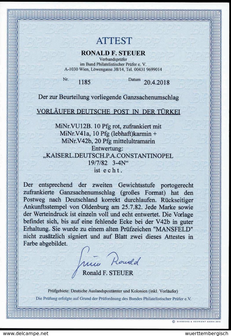 Beleg 10 Pfg. Mit 20 Pfg. Ultramarin (diese Kl. Aufklebefehler) Auf Großformat-Ganzsachenumschlag 10 Pfg. Rot Nach Dtld. - Sonstige & Ohne Zuordnung