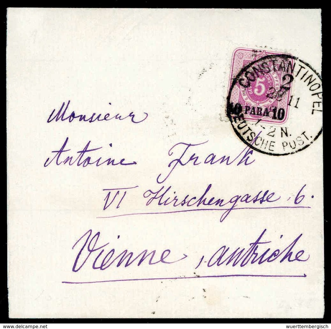 Beleg 10 P., Tadellose Einzelfrankatur Mit Stempel CONSTANTINOPEL 2. 28/11 88 Auf Kleinem Weißem Streifband Nach Wien, S - Andere & Zonder Classificatie