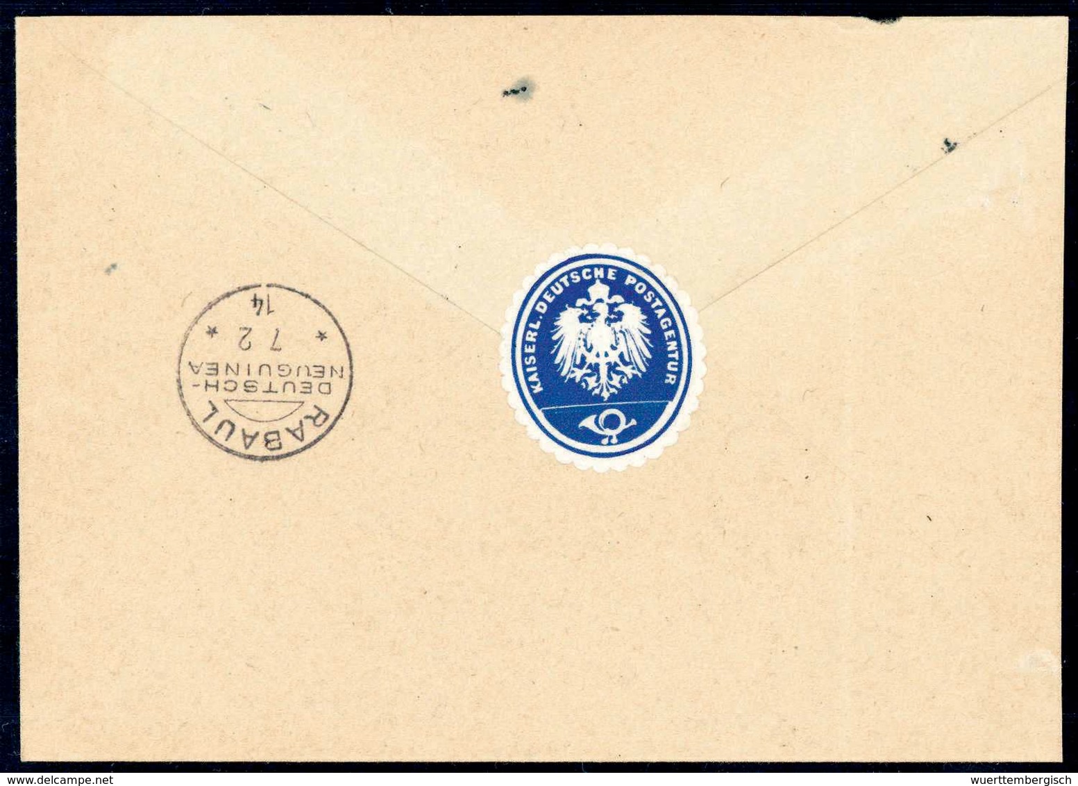 Beleg MARON 2/2 14, Ideal Klar Auf Unfrankierter Einschreibe-Postsache (zweiseitig Geöffnet) Nach Rabaul, Rs. Blaue Sieg - Altri & Non Classificati