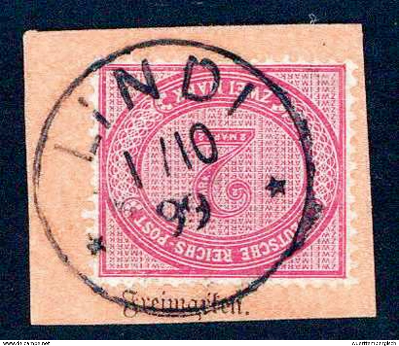 Briefst. 2 Mk., Tadelloser PA-Abschnitt Mit Vollem Stempel LINDI 1/10 99 (Dr.Steuer 4x).<br/><b>Katalogpreis: 200,-</b>  - Other & Unclassified