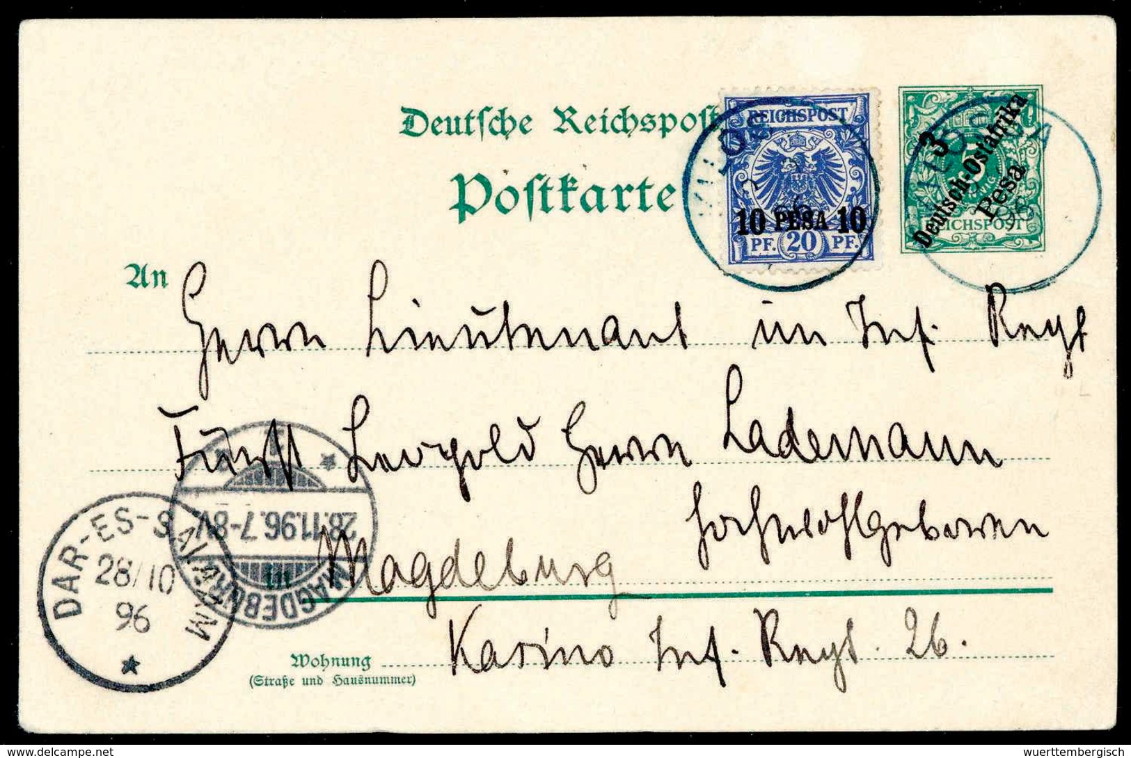 Beleg 10 P., Zusatzfrankatur Auf Ganzsachenkarte 3 P. Mit Diagonalem Aufdruck Als Schöne Expeditions-Postkarte ("Auf Dem - Sonstige & Ohne Zuordnung