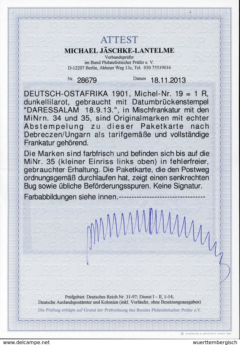 Beleg 1 R., Mischfrankatur Mit 20 Und 30 H. Mit Wz. Auf Gef. Paketkarte Nach Ungarn (30 H. Kl. Mgl.), Klarer Stempel DAR - Other & Unclassified