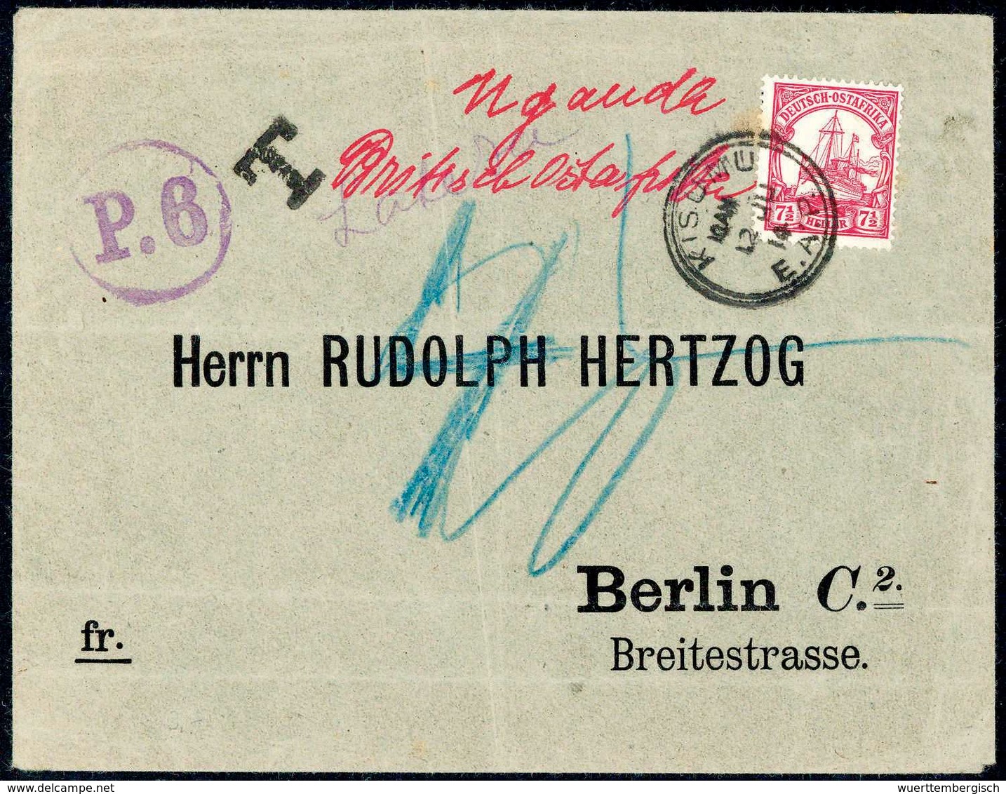 Beleg 7½ H. Auf Offensichtlich Vorfrankiertem Rückantwort-Kuvert Der Firma Rudolph Hertzog, Berlin. Britischer Stempel K - Sonstige & Ohne Zuordnung