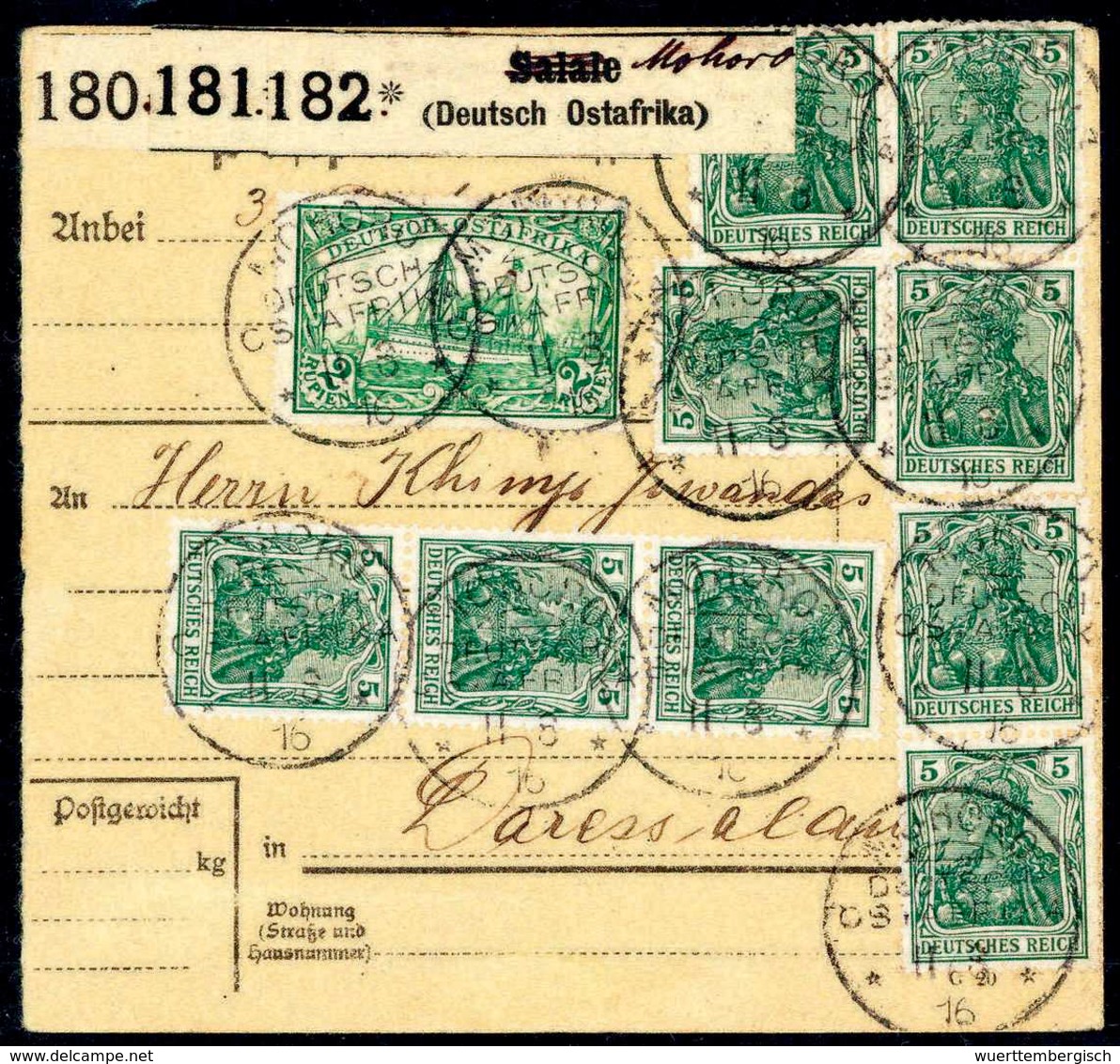 Beleg "Königsberg-Marlen": 5 Pfg. = 4 H., 25 Exemplare Teils In Einheiten Vs. Und Rs. Zusammen Mit 2 R. Grün Auf Frische - Other & Unclassified