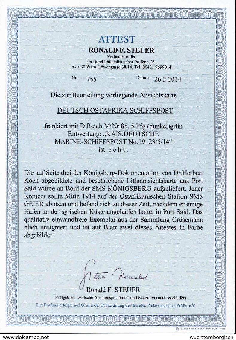 Beleg Kreuzer Königsberg: K.D.MARINE-SCHIFFSPOST No.19. 23/5 14, Zwei Klare Abschläge Auf Tadelloser Postkarte Germania  - Andere & Zonder Classificatie
