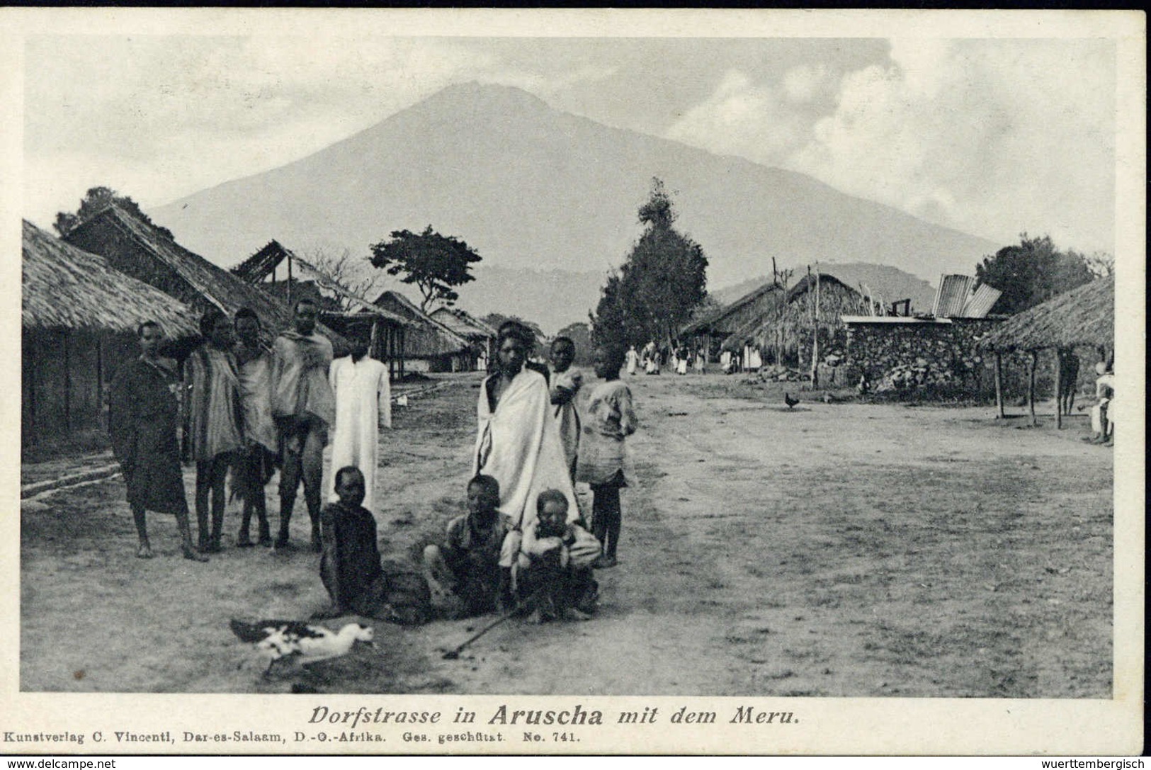 Beleg ARUSCHA 1/4 14, Klar Auf Tadelloser Bedarfskarte 4 H., Dazu Ansichtskarte Aus Arusha. (Michel: P23) - Other & Unclassified