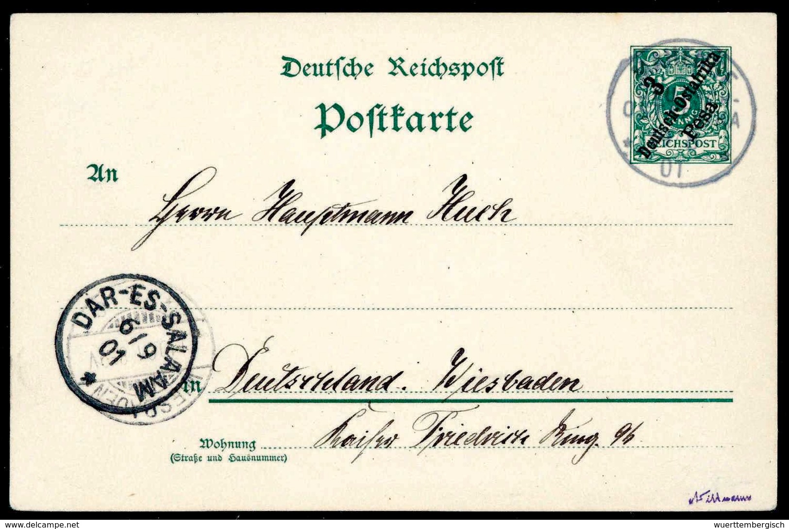 Beleg MAHENGE 19/8 01, Klar Auf Tadelloser Postkarte 3 P., Datiert "Posten Uluguru". (Michel: P9) - Other & Unclassified