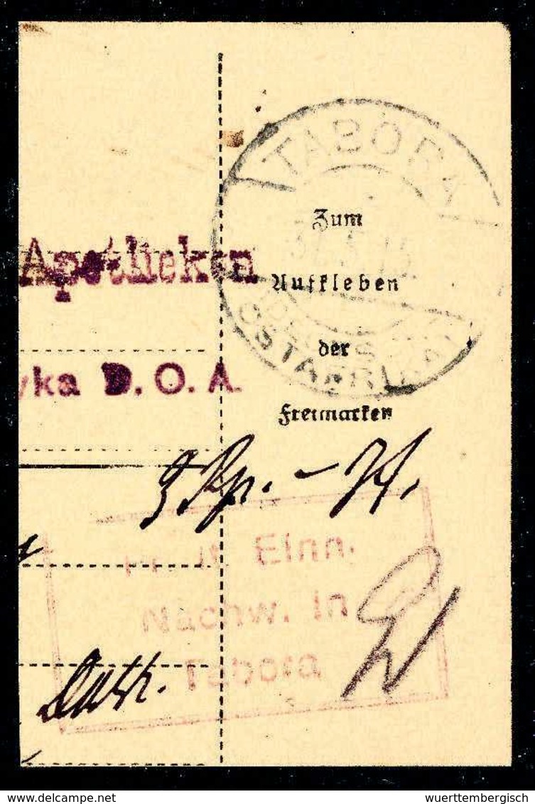 Beleg TABORA 31/5 15, Sowie Violetter Barfrankierungs-R3 Auf Paketkarten-Abschnitt (Frankierung 3 Rp.). - Other & Unclassified