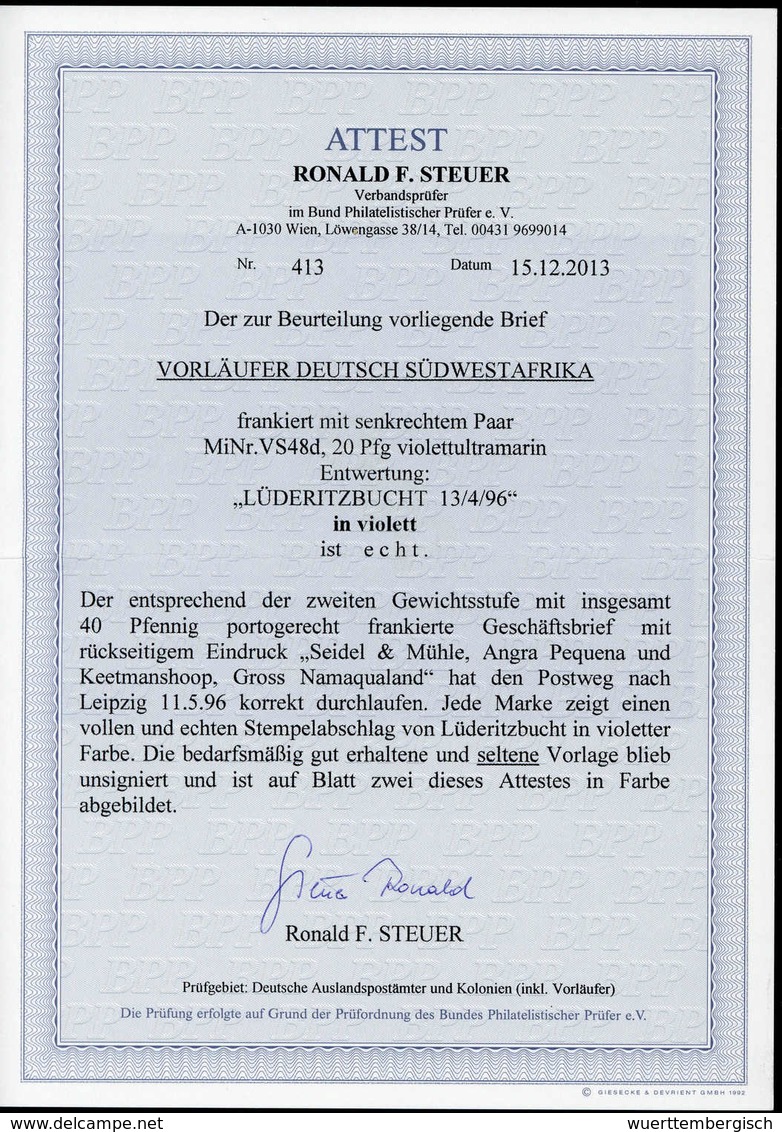 Beleg 20 Pfg., Tadelloses Senkr. Paar In Leuchtender Farbe Auf Grünem Bedarfsbrief Mit Rs. Abs.-Eindruck "Seidel & Mühle - Sonstige & Ohne Zuordnung