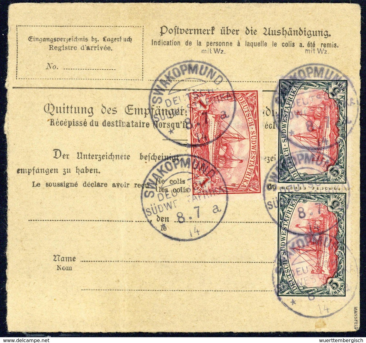 Beleg Höchste Bekannte Frankatur Der 5 Mk. Mit Wz.: 5 Mk., Tadelloses Waagr. Paar Mit 80 Pfg. Sowie 10 Pfg. Und 1 Mk. Ro - Andere & Zonder Classificatie