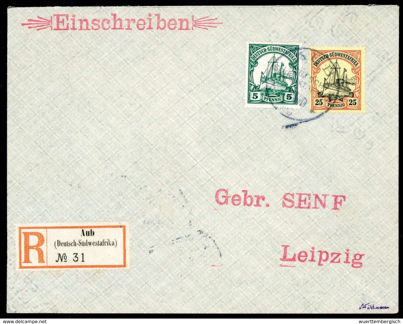 Beleg AUB 12/10 08, Klar Auf Tadellosem Einschreibebrief 25 Und 5 Pfg. Nach Leipzig Mit Ak.-Stempel. Nur Wenige R-Briefe - Other & Unclassified