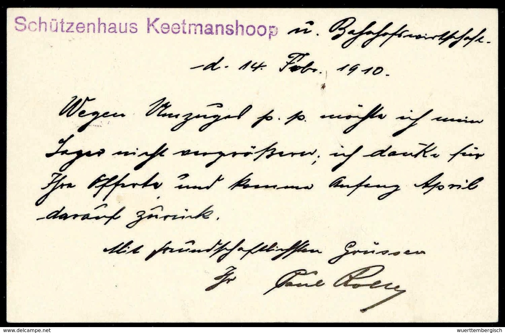 Beleg "Schützenhaus Keetmanshoop", Violetter L1 In Kleiner Und Großer Ausführung, Vs. Und Rs. Auf Postkarte 5 Pfg. Mit S - Sonstige & Ohne Zuordnung