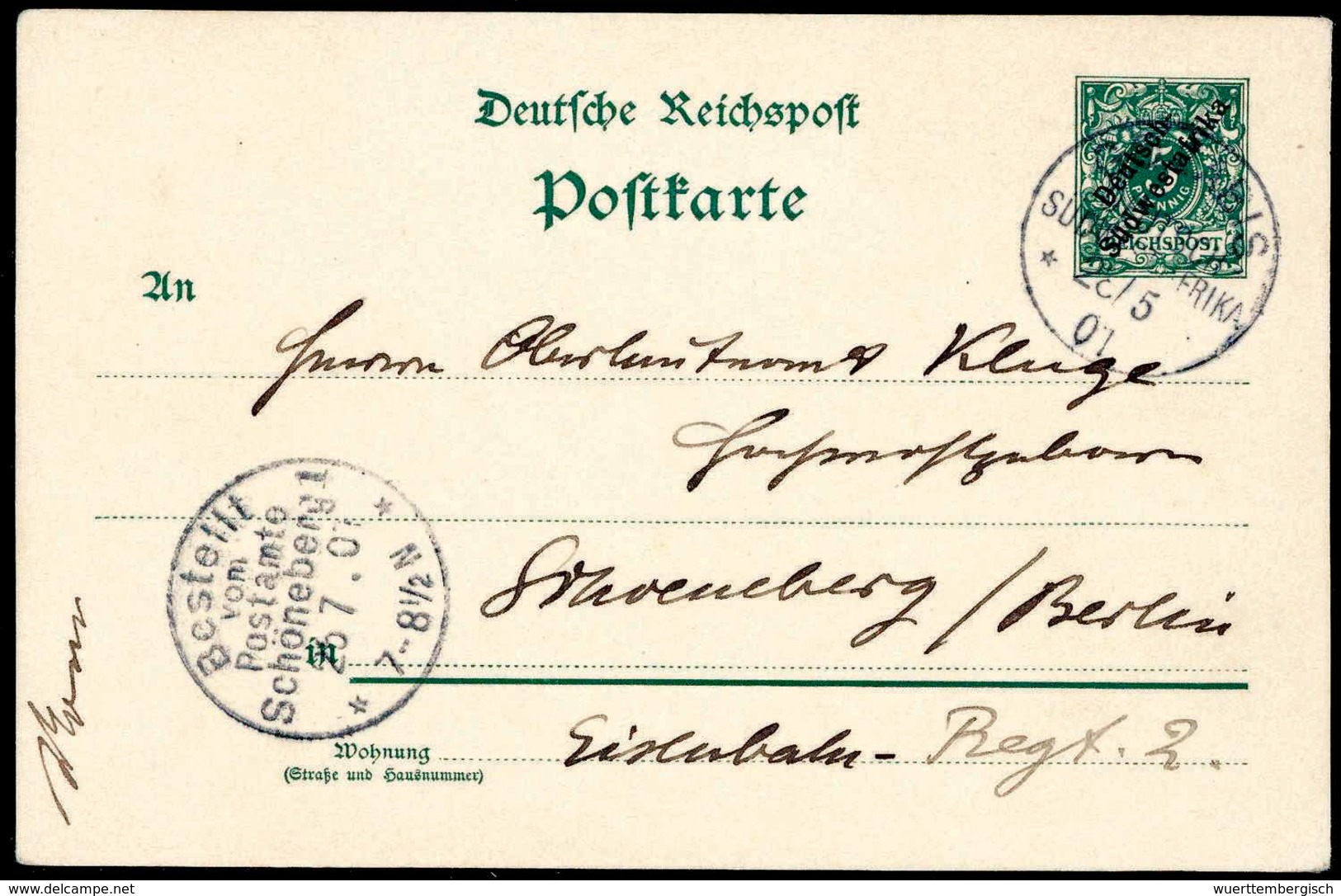 Beleg Grenz-Expedition 1901: GOBABIS 28/5 01, Klar Auf Postkarte Des Oberleutnants Doering, Geschrieben Auf Der Grenz-Ex - Sonstige & Ohne Zuordnung