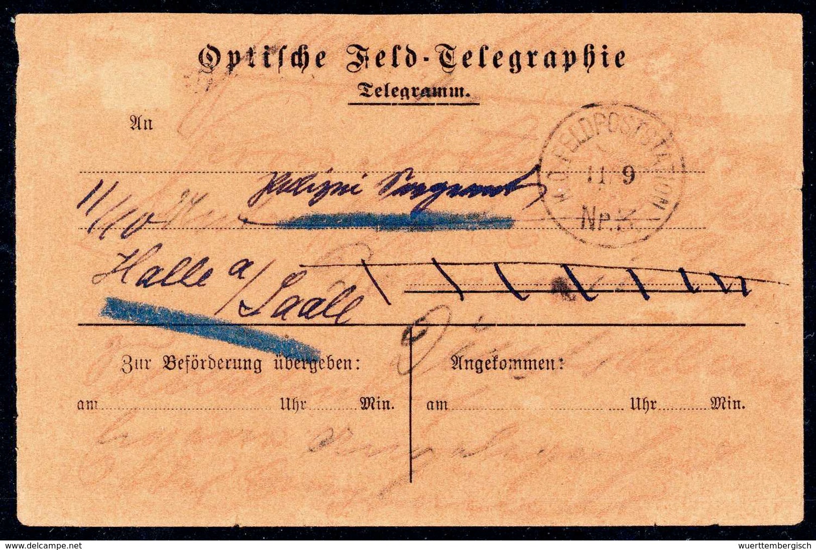 Beleg 1904, K.D.FELD-POSTSTATION Nr.3, Klarer Abschlag Auf Orangefarbenem Feld-Telegrammumschlag Mit Vermerk "Feldpostbr - Autres & Non Classés