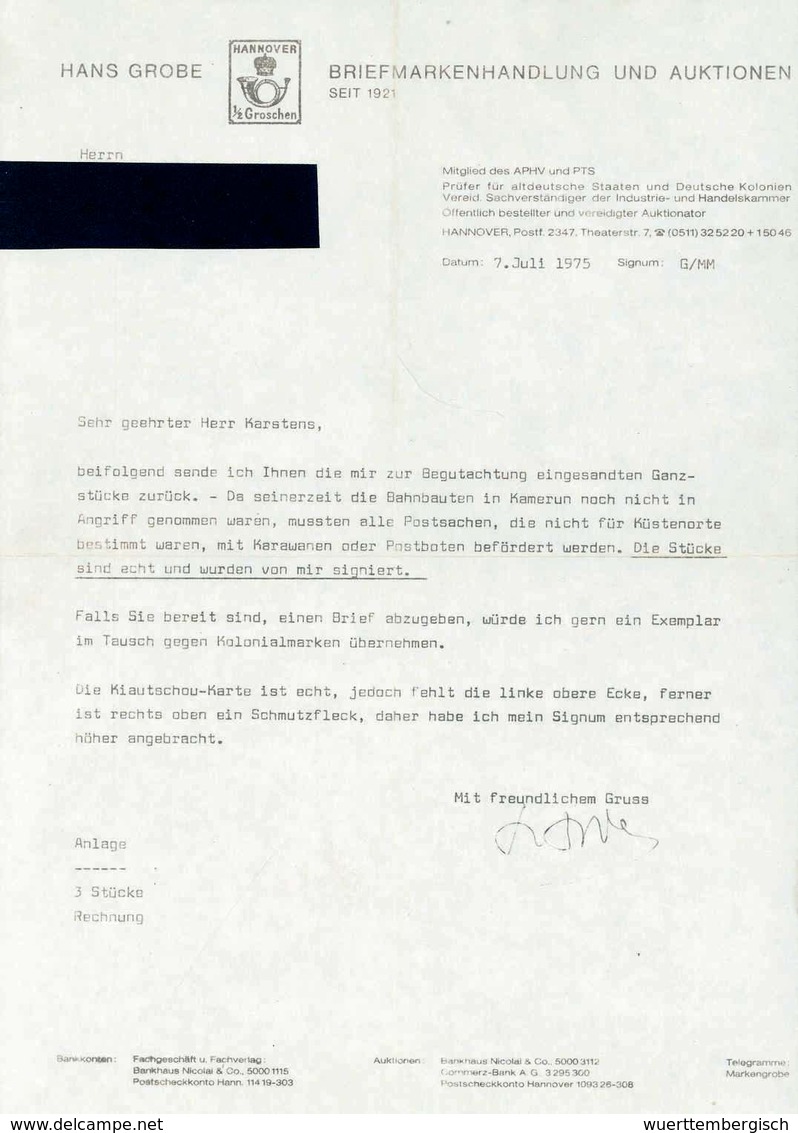 Beleg KAMERUN 13/7 91, Früher, Unfrankiert Aufgegebener Brief Des Polizeimeisters Hörhold An Seine Familie In Büdingen.  - Other & Unclassified