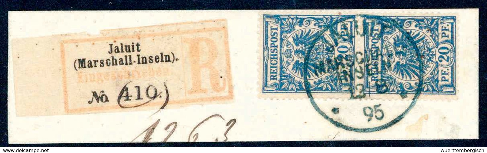 Briefst. 20 Pfg., Tadelloses Senkr. Paar Auf Einschreibe-Briefstück, Ideal Klarer Stempel JALUIT MARSCHALL-INSELN 12/8 9 - Other & Unclassified