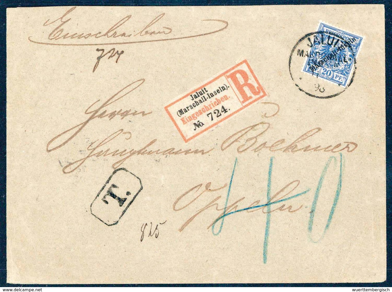 Beleg 20 Pfg., Tadellose Einzelfrankatur Mit Klarem Stempel JALUIT MARSCHALL-INSELN 11/7 98 Auf Unzureichend Frankiertem - Sonstige & Ohne Zuordnung