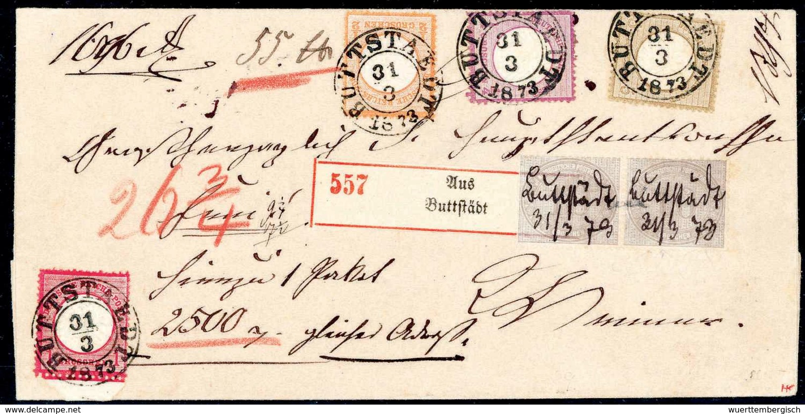 Beleg ¼ Gr. Mit 5 Gr. Ockerbraun Sowie Gr. Schild ½ Gr. Orange Und 1 Gr. Karmin In Mischfrankatur Mit Norddeutscher Post - Other & Unclassified